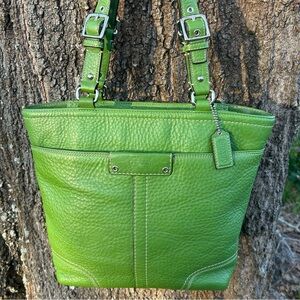 SOLD***Coach Hamilton Kiwi Green Leather Tote Shoulder Bag F13089